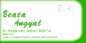 beata angyal business card